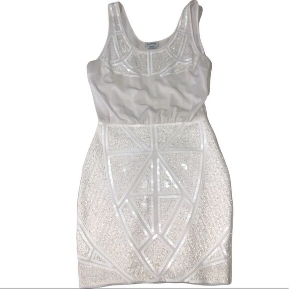 Bebe white sequin mini Dress - Picture 1 of 8